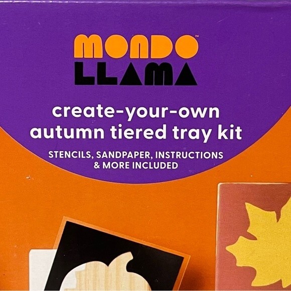 Mondo Llama Kids & Adults Create Your Own Autumn Tiered Tray Fall Craft Kit New! - Picture 2 of 12